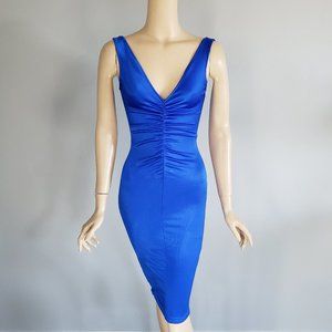 Mark Wong Nark Royal Blue Bodycon Knee Length Pencil Dress XS